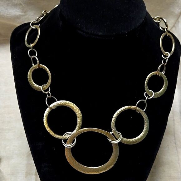 Ralph Lauren Y2K Vintage Gold Tone Open Circle Chain Statement Necklace - Picture 1 of 6